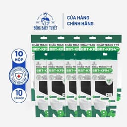 Thumbnail Combo 10 Hộp Khẩu trang Bông Bạch Tuyết KF94 4 lớp - Đen (10 cái/gói) 2