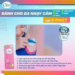 Thumbnail Bộ kem tẩy lông Cleo 50g cho viền bikini và kem tẩy lông nách Cleo 50g cho da nhạy cảm 4