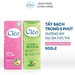Thumbnail Bộ đôi Kem Tẩy Lông Cléo 50g dành cho da nhạy cảm và Gel Dưỡng Da Sau Tẩy Lông Cléo 50g 2