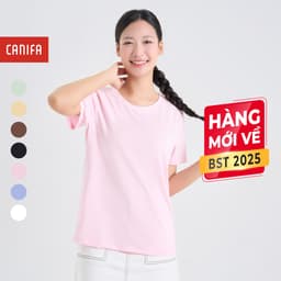 Thumbnail Áo phông nữ CANIFA thun chất liệu cotton pha cổ tròn tay cộc MS25 6TS25A001 1