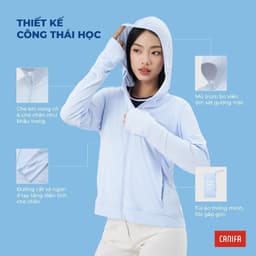 Thumbnail Áo chống nắng nữ CANIFA có mũ kéo khoá túi 2 bên bản cải tiến 2025 6OT25S003 4