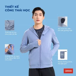 Thumbnail Áo khoác chống nắng nam CANIFA dài tay có mũ kéo khoá bản cải tiến 8OT24S001 4