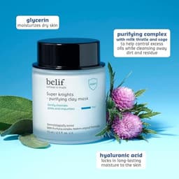 Thumbnail Mặt nạ đất sét thanh lọc và làm sạch lỗ chân lông belif Super Knights Purifying Clay Mask 75ml 4
