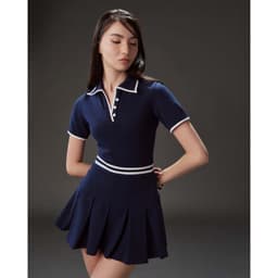 Thumbnail RECHIC Đầm xòe ngắn Kane cổ polo tà xếp ly dáng chiết eo tay ngắn năng động 1