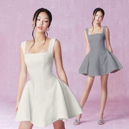 Thumbnail RECHIC Đầm 2 dây ngắn xòe Gypso dập hoa nổi dáng xòe sang trọng 1