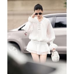 Thumbnail RECHIC Đầm trễ vai Vincent thắt dây ngực bèo váy tầng sang trọng 2