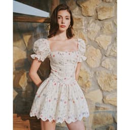 Thumbnail RECHIC Đầm ngắn Eulalia dáng tay chun bồng chiết eo dáng xòe nhẹ tiểu thư nhẹ nhàng 1