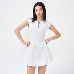Thumbnail RECHIC Đầm ngắn Evelyn tay ngắn cổ V nhẹ dáng xòe cơ bản sang trọng 1