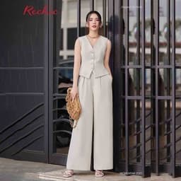 Thumbnail RECHIC Áo vest nữ Cindy trơn form ôm nút gài cổ V cá tính sang trọng thanh lịch 2