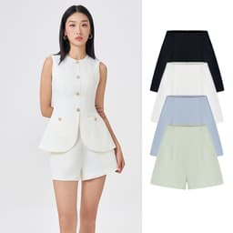 Thumbnail RECHIC Quần short nữ Carmy ống rộng lưng cao dáng A có túi trơn trẻ trung thanh lịch 1