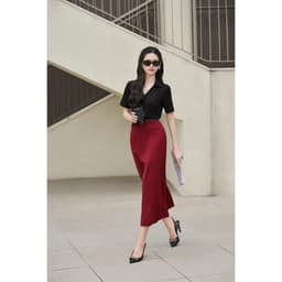Thumbnail Chân Váy Dáng Suông Dài Bổ Mánh Xẻ Sau LAMER O62M25Q002 2