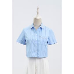Thumbnail Áo Sơ Mi Nữ Croptop Tay Ngắn Cổ Sen, Áo Kiểu Nữ Trẻ Trung VIEN TRAN O61H24H028 4