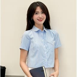 Thumbnail Áo Sơ Mi Nữ Croptop Tay Ngắn Cổ Sen, Áo Kiểu Nữ Trẻ Trung VIEN TRAN O61H24H028 1