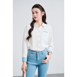 Thumbnail Áo Sơ Mi Nữ Dáng Suông Phối Denim VIEN TRAN V61H25Q009 1
