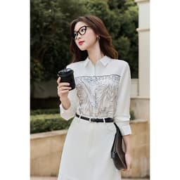 Thumbnail Áo Sơ Mi Lụa LAMER Dáng Suông Dài Tay In Họa Tiết L61H24Q018 2