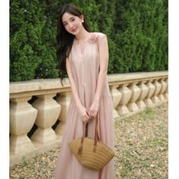 Thumbnail Đầm Maxi Claire Dáng Suông Dài Cổ Tàu 2 Lớp Tơ VIEN TRAN VS63M25H020 2