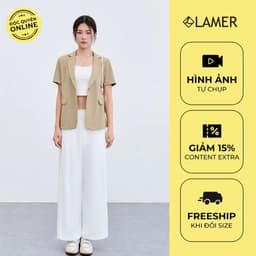 Thumbnail Set Áo vest đờ mi cổ 2 ve phối Quần short ly súp LAMER O65D24H005, O64S24H003 2