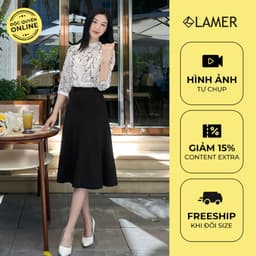 Thumbnail Áo Sơ Mi Nữ Cổ Tàu Tròn Mí Ngực LAMER Áo Công Sở Nữ Tay Lỡ Dáng Suông Hoạ Tiết Thanh Lịch O61B24Q003 2