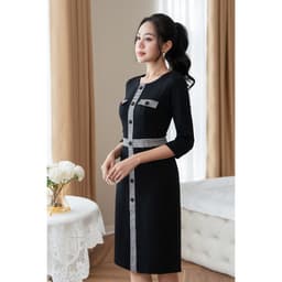 Thumbnail Đầm nữ dáng nẹp đính khuy LAMER L63F23Q027 1