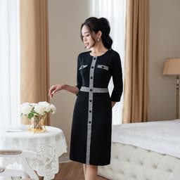 Thumbnail Đầm nữ dáng nẹp đính khuy LAMER L63F23Q027 4