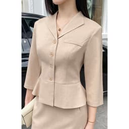 Thumbnail Áo Kiểu Nữ Công Sở Dáng Peplum Tay Lỡ Cổ Bẻ LAMER O61H24Q007 3