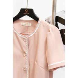 Thumbnail Áo Croptop VIEN TRAN Cổ Tròn Tay Bồng Ren Sóng V61B23Q036 3