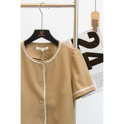 Thumbnail Áo Croptop VIEN TRAN Cổ Tròn Tay Bồng Ren Sóng V61B23Q036 4