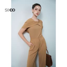 Thumbnail Quần nữ nâu công sở SIXDO (Light Brown Silk Loose Pants) 1