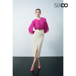 Thumbnail Áo sơ mi voan phối bèo SIXDO (Dark Magenta Chiffon Blouse) 4