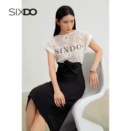 Thumbnail Áo ren nữ cổ thuyền SIXDO (White Print Sixdo Lace Blouse) 3