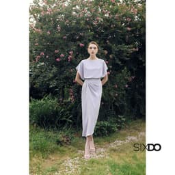 Thumbnail Chân váy xám tím dài nhún eo lệch SIXDO (Purple Grey Silk Sarong Skirt) 3