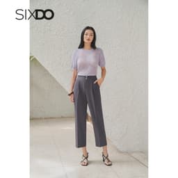 Thumbnail Áo dệt kim họa tiết ngắn tay SIXDO (Dark Purple Knit Blouse) 1