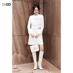 Thumbnail Chân váy trắng dáng A ngắn SIXDO (White Mini Woven Woven Skirt) 1