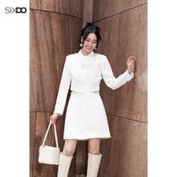 Thumbnail Chân váy trắng dáng A ngắn SIXDO (White Mini Woven Woven Skirt) 3