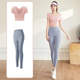 Thumbnail Đồ tập gym nữ LUHAZO set quần áo tập pickleball yoga đi bộ thể dục thể thao đan chéo lưng có mút ngực MD011&MT2 1