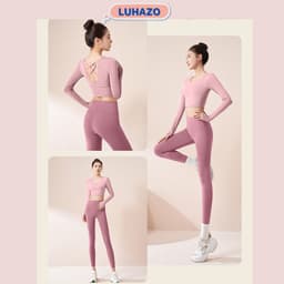 Thumbnail Đồ tập gym nữ LUHAZO erobic yoga vải co giãn thấm hút mồ hôi tốt dài tay basic dễ mặc năng động 1304 T2T2 Pickleball 1
