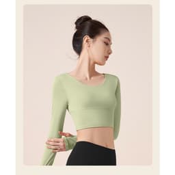 Thumbnail Đồ tập gym nữ LUHAZO erobic yoga vải co giãn thấm hút mồ hôi tốt dài tay basic dễ mặc năng động 1304 T2T2 Pickleball 4