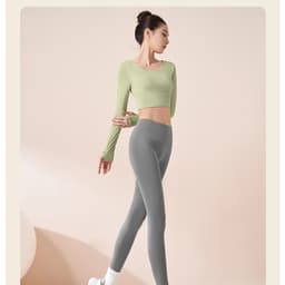 Thumbnail Đồ tập gym nữ LUHAZO erobic yoga vải co giãn thấm hút mồ hôi tốt dài tay basic dễ mặc năng động 1304 T2T2 Pickleball 2