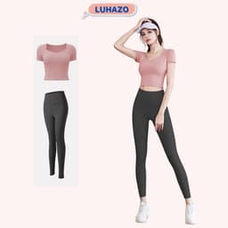 Thumbnail Đồ tập gym nữ LUHAZO set bộ đồ tập yoga quần áo thể thao big size cao cấp co giãn Pickleball tặng thước dây 377 T6T3 1
