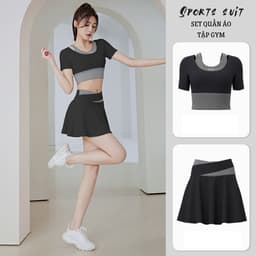 Thumbnail Đồ tập gym nữ thể thao dạng váy chữ A yoga erobic cao cấp quần áo gym nữ Quảng Châu croptop MD035&MQ005 T2T3 Pickleball 1