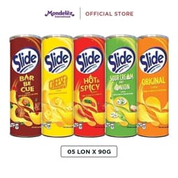Thumbnail Bánh Lát Snack Khoai Tây Slide Vị Ngẫu Nhiên, Combo 5 Lon x 90g 1