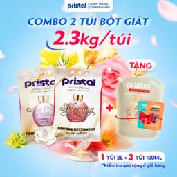 Thumbnail Combo 2 bột giặt sinh học Pristal giữ màu, làm mềm vải, túi 2.3kg bột giặt quần áo không phai màu an toàn cho da em bé 1