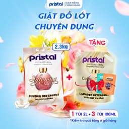 Thumbnail Bột giặt đồ lót sinh học chuyên dụng Pristal làm mềm vải, túi 2.3kg bột giặt quần áo an toàn cho da em bé 1
