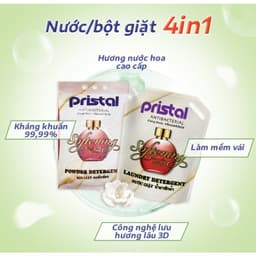 Thumbnail Combo giặt xả sinh học cao cấp 2L Pristal nước giặt quần, xả lưu hương thơm cực lâu an toàn cho da em bé 1
