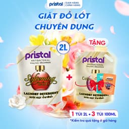 Thumbnail Nước giặt đồ lót sinh học chuyên dụng Pristal làm mềm vải, túi 2L nước giặt quần áo nhẹ dịu an toàn cho da em bé 1