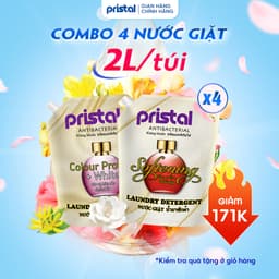 Thumbnail Combo 4 nước giặt sinh học Pristal giữ màu, làm mềm vải, túi 2L nước giặt quần áo an toàn cho da em bé 1