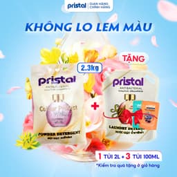Thumbnail Bột giặt sinh học Pristal giữ màu, túi 2,3kg bột giặt quần áo không phải màu an toàn cho da em bé 1