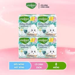 Thumbnail Combo 4 Gói Băng vệ sinh Molped thiên nhiên Kháng Khuẩn Siêu mỏng có cánh 23cm (GÓI 8 MIẾNG) 1