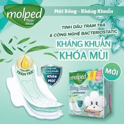 Thumbnail Combo 8 Gói Băng vệ sinh Molped thiên nhiên Kháng khuẩn Siêu mỏng có cánh 23cm (GÓI 8 MIẾNG) 2