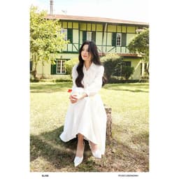 Thumbnail Đầm xốp trắng kẻ ô vuông xếp ly ngực thiết kế Elise FF2307139DIWOWH 1